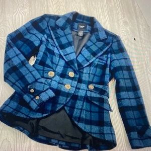 Smythe Blue & Black Plaid Wool Jacket with Anchors 6